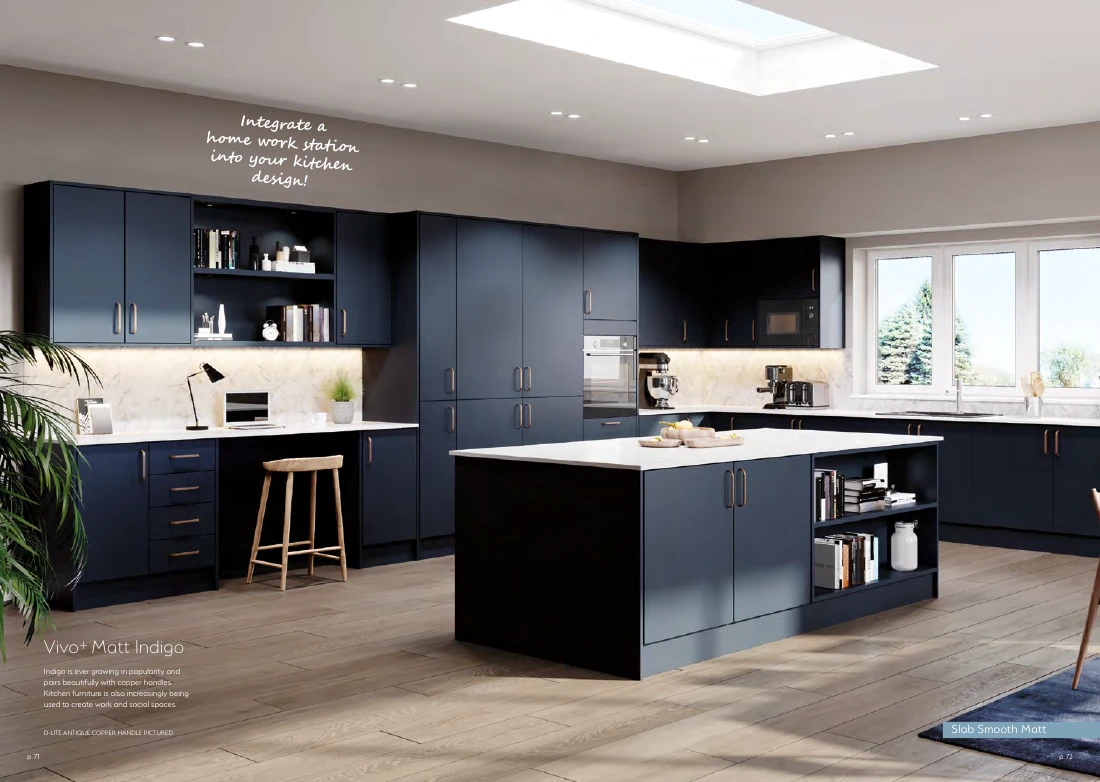 Vivo+ Matt Indigo kitchen with a central island
